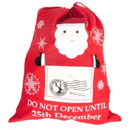 Shatchi Red Felt Christmas Sack Do Not Open Fun, Secretive Holiday Gift Bag