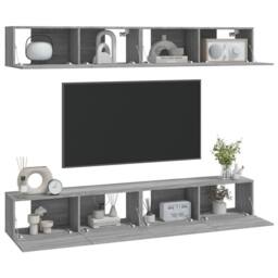 Berkfield Home Wall TV Cabinets 4 pcs Grey Sonoma 100x30x30 cm - Size: 100 x 30 x 30 cm - thumbnail 1