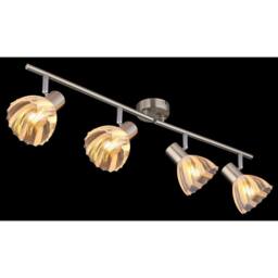 Netlighting Zachery Ceiling Spotlight Bar Nickel Matt Satined Glass Shade 4x E14 in Grey - thumbnail 5