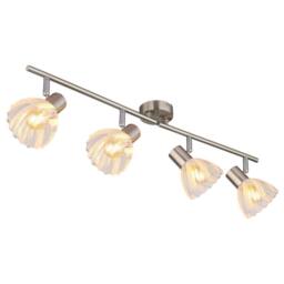 Netlighting Zachery Ceiling Spotlight Bar Nickel Matt Satined Glass Shade 4x E14 in Grey