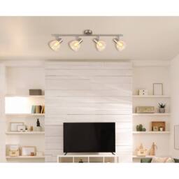 Netlighting Zachery Ceiling Spotlight Bar Nickel Matt Satined Glass Shade 4x E14 in Grey - thumbnail 6
