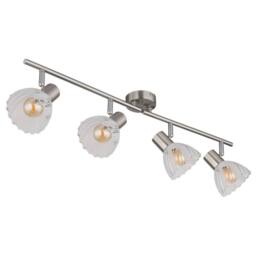Netlighting Zachery Ceiling Spotlight Bar Nickel Matt Satined Glass Shade 4x E14 in Grey - thumbnail 2