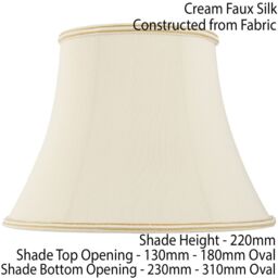 "Loops 12"" Bowed Oval Handmade Lamp Shade Cream Fabric Classic Table Light Bulb Cover" - thumbnail 2