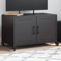 Berkfield Home TV Cabinet Black 68x39x43.5 cm Steel - thumbnail 2