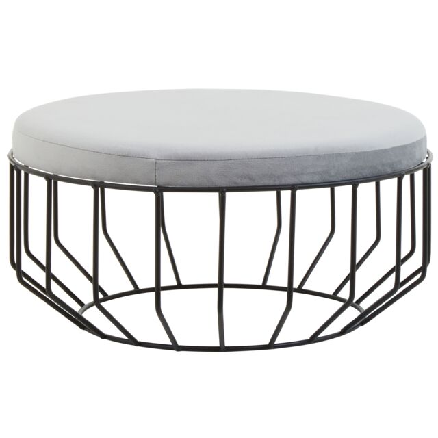 Orsina Grey Velvet Cage Stool With Round Seat, Kitchen Counter Perch, Minimalist Home Bar Seat, Urban Velvet Stool - image 1