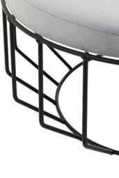 Orsina Grey Velvet Cage Stool With Round Seat, Kitchen Counter Perch, Minimalist Home Bar Seat, Urban Velvet Stool - thumbnail 3