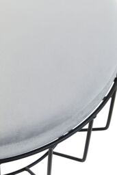 Orsina Grey Velvet Cage Stool With Round Seat, Kitchen Counter Perch, Minimalist Home Bar Seat, Urban Velvet Stool - thumbnail 2