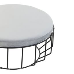 Orsina Grey Velvet Cage Stool With Round Seat, Kitchen Counter Perch, Minimalist Home Bar Seat, Urban Velvet Stool - thumbnail 4