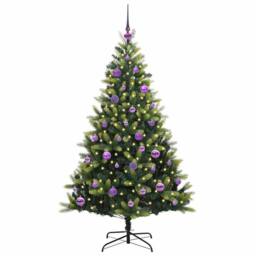 Berkfield Home Artificial Hinged Christmas Tree 150 LEDs Green 150 cm - thumbnail 3