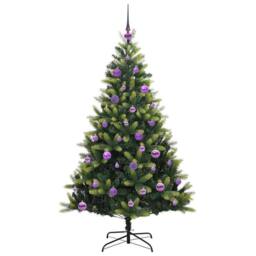 Berkfield Home Artificial Hinged Christmas Tree 150 LEDs Green 150 cm - thumbnail 4