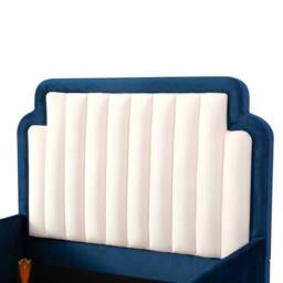 Matteo Kids Racing Car Bed Blue Velvet Upholstered Kids Bed Frame - Size: Single - thumbnail 8