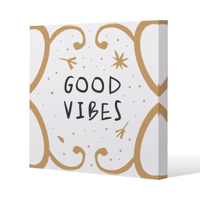 Benjamin Tate Design Good Vibes (Canvas Print) / 77 x 77 x 4cm in Natural - Size: 77 x 77 x 4 cm - image 1