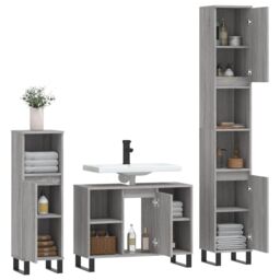 Berkfield Home 3 Piece Bathroom Furniture Set Grey Sonoma Engineered Wood - thumbnail 4