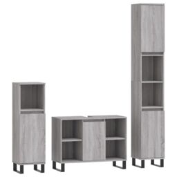 Berkfield Home 3 Piece Bathroom Furniture Set Grey Sonoma Engineered Wood - thumbnail 2