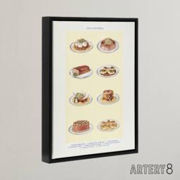 "Artery8 Cold Entree Dishes Kitchen Decor Mrs Beeton Framed Canvas Wall Art in Yellow - Size: W12"" x H16""" - thumbnail 2