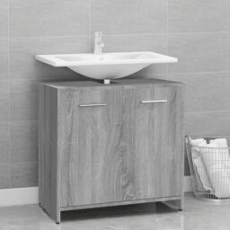Berkfield Home Bathroom Cabinet Grey Sonoma 60x33x60 cm Engineered Wood - Size: 60 x 33 x 60 cm - thumbnail 1