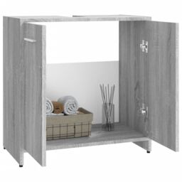 Berkfield Home Bathroom Cabinet Grey Sonoma 60x33x60 cm Engineered Wood - Size: 60 x 33 x 60 cm - thumbnail 4