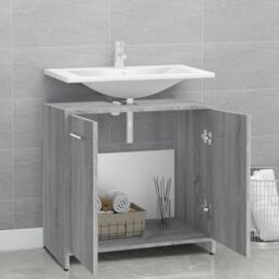 Berkfield Home Bathroom Cabinet Grey Sonoma 60x33x60 cm Engineered Wood - Size: 60 x 33 x 60 cm - thumbnail 3