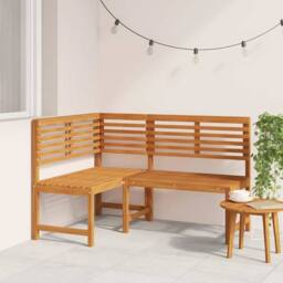 Berkfield Home Garden Corner Bench 140 cm Solid Acacia Wood in Brown - thumbnail 2