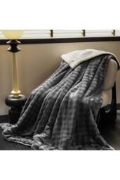Living and Home Soft Polyester Throw Blanket in Grey - Size: Small - thumbnail 2