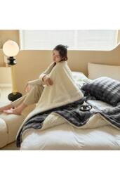 Living and Home Soft Polyester Throw Blanket in Grey - Size: Small - thumbnail 4