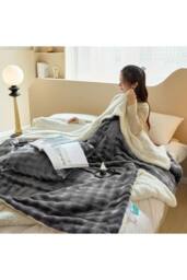 Living and Home Soft Polyester Throw Blanket in Grey - Size: Small - thumbnail 1