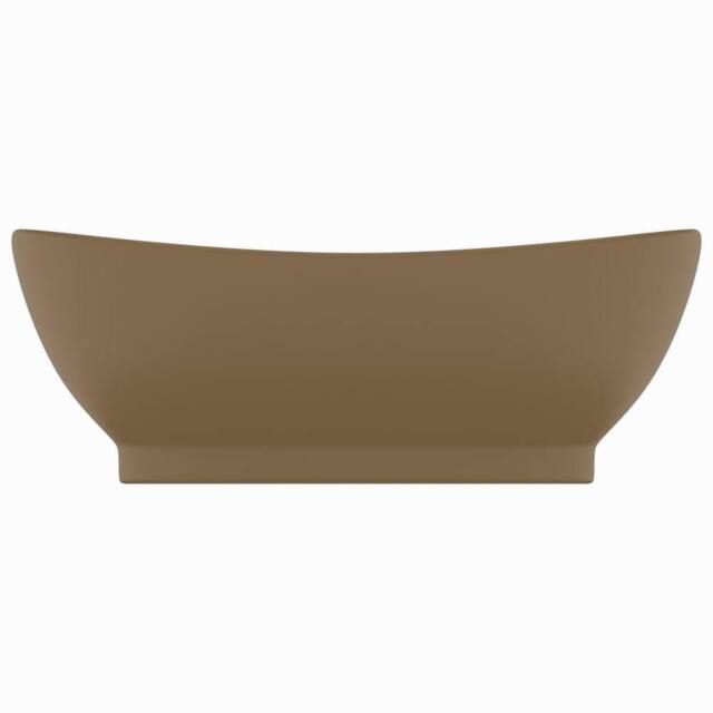 Berkfield Home Luxury Basin Overflow Oval Matt Cream 58.5x39 cm Ceramic in Tan - image 1