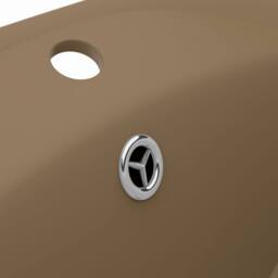 Berkfield Home Luxury Basin Overflow Oval Matt Cream 58.5x39 cm Ceramic in Tan - thumbnail 6