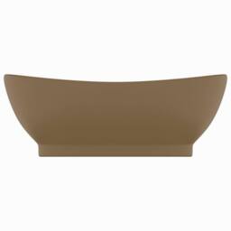 Berkfield Home Luxury Basin Overflow Oval Matt Cream 58.5x39 cm Ceramic in Tan
