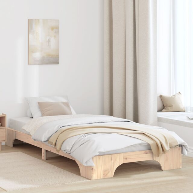 Berkfield Home Bed Frame Natural Pine Wood 100 x 200 cm Durable Bed Frame in Brown - image 1