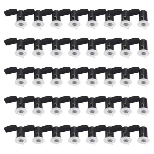 First Choice Lighting Set of 40 - White IP65 Bathroom Recessed Fire Rated Downlights - image 1