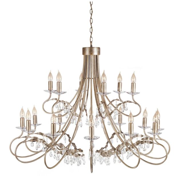Loops 18 Bulb Chandelier Hanging Pendant LIght Silver/Gold LED E14 60W Bulb in Metallics