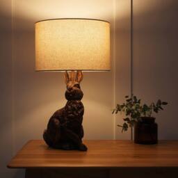 K LIVING Bunny Red Copper Resin Table Lamp with Linen Shade in Bronze - thumbnail 2