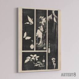 "Artery8 Nature Vintage Harimaze Sheet Canvas Wall Art Print Hiroshige in Black - Size: W18"" x H24""" - thumbnail 2