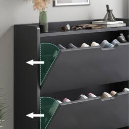 Kelvenix Shoes Storage Cabinet Wooden Cupboard Organiser in Black - thumbnail 3