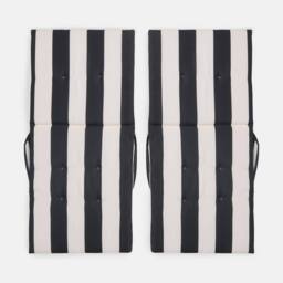 OHS 2 x Stripe Garden Seat Pad Outdoor High Back Chair Cushion in Black - thumbnail 4