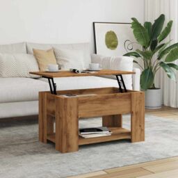 Berkfield Home Coffee Table Artisan Oak 79x49x41 cm Engineered Wood in Brown - Size: 79 x 49 x 41 cm - thumbnail 4