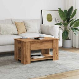 Berkfield Home Coffee Table Artisan Oak 79x49x41 cm Engineered Wood in Brown - Size: 79 x 49 x 41 cm - thumbnail 3