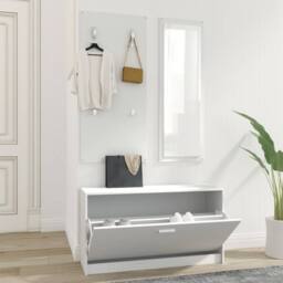Berkfield Home 3-in-1 Shoe Cabinet Set White Engineered Wood - thumbnail 2