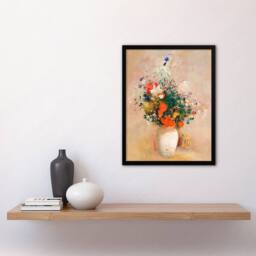 Artery8 Odilon Redon Framed Wall Art Print Vase of Flowers in Pink Background - Size: A4 - thumbnail 2
