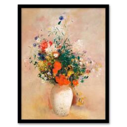 Artery8 Odilon Redon Framed Wall Art Print Vase of Flowers in Pink Background - Size: A4 - thumbnail 1