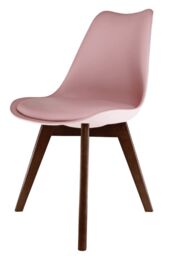 Fusion Living Soho Plastic Dining Chair with Squared Dark Wood Legs in Dusty Pink - thumbnail 2
