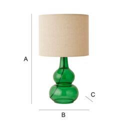 ValueLights Aida Natural Linen Tall Shade Bright Bubble Glass Table Lamp & Bulb in Bright Green - thumbnail 7