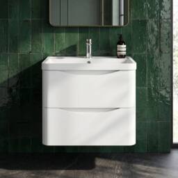 Balterley Bathroom Wall Hung 2 Drawer Vanity & Polymarble Basin, White, 600mm in White - thumbnail 9