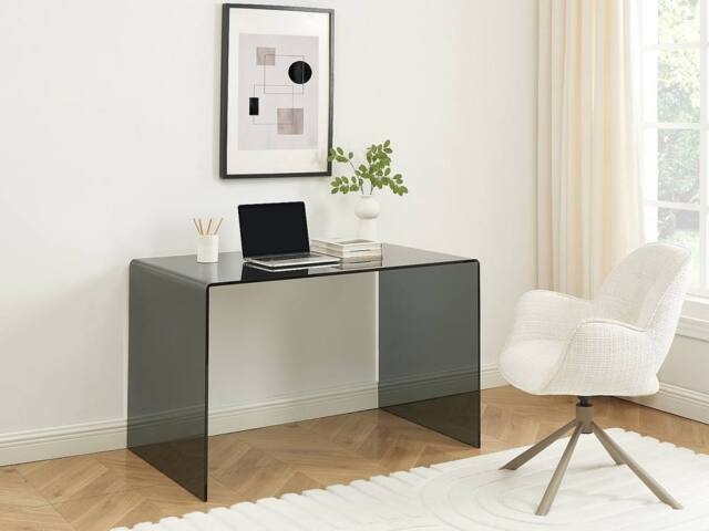 Vente-unique Desk - Smoked Toughened Glass - Black - ELSTRON in Clear - image 1