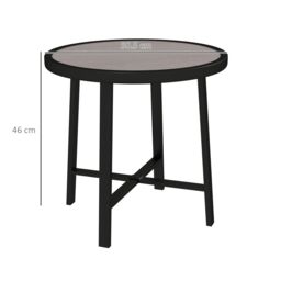 OUTSUNNY 50.5cm Round Garden Table with SPC Tabletop, Grey Wood Effect - thumbnail 3