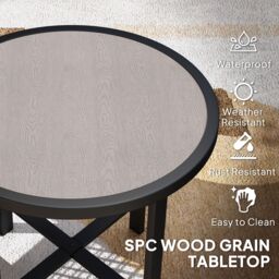 OUTSUNNY 50.5cm Round Garden Table with SPC Tabletop, Grey Wood Effect - thumbnail 4