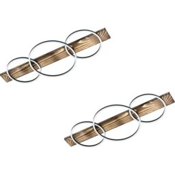Loops 2 PACK Wall Flush Ceiling Light Black & Rustic Wood / White Shade Plastic LED - thumbnail 1