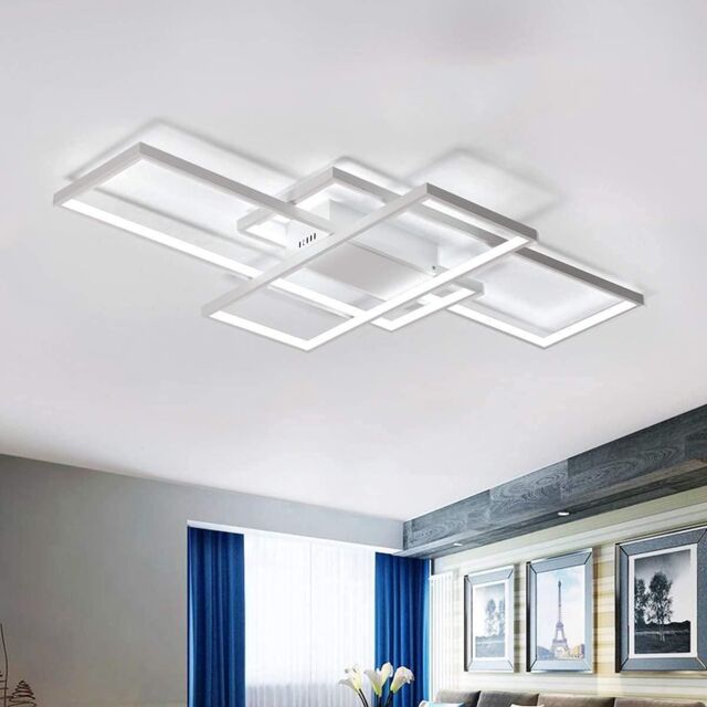 Garwarm White Ceiling Light 75W Modern LED Ceiling Lamps with 3 Squares for Kitchen Dining Living Room Study - image 1