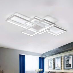 Garwarm White Ceiling Light 75W Modern LED Ceiling Lamps with 3 Squares for Kitchen Dining Living Room Study - thumbnail 1